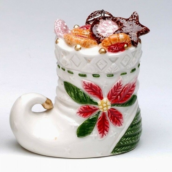 Poinsettia Boot Ornament by Cosmos - Picture 2 of 2